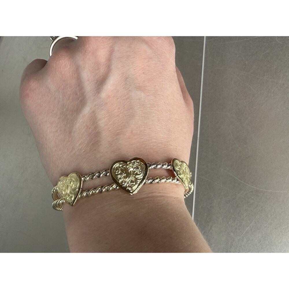Montana Silver Company Heart Rope Gold Silver Cuff Bracelet Western Jewlery - Picture 2 of 3